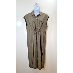 Old Navy Women’s Maxi Shirt Dress Size XL Safari Green Classic Office Preppy NWT
